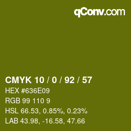 カラーコード: CMYK 10 / 0 / 92 / 57 | qconv.com