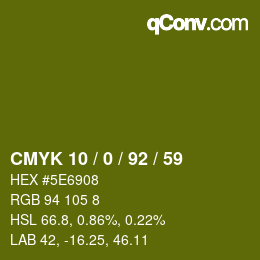 カラーコード: CMYK 10 / 0 / 92 / 59 | qconv.com
