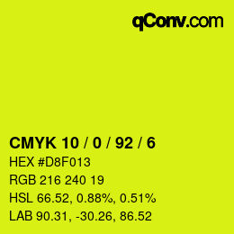 Color code: CMYK 10 / 0 / 92 / 6 | qconv.com