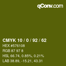颜色代码: CMYK 10 / 0 / 92 / 62 | qconv.com