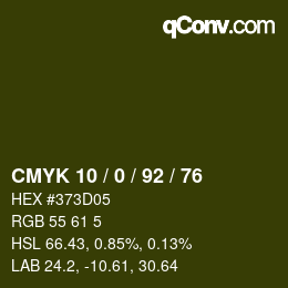 カラーコード: CMYK 10 / 0 / 92 / 76 | qconv.com
