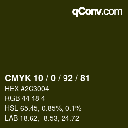カラーコード: CMYK 10 / 0 / 92 / 81 | qconv.com