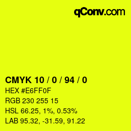 Color code: CMYK 10 / 0 / 94 / 0 | qconv.com