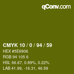 カラーコード: CMYK 10 / 0 / 94 / 59 | qconv.com