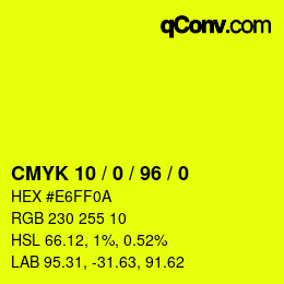 Color code: CMYK 10 / 0 / 96 / 0 | qconv.com