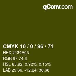 Color code: CMYK 10 / 0 / 96 / 71 | qconv.com