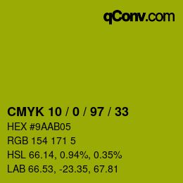 颜色代码: CMYK 10 / 0 / 97 / 33 | qconv.com