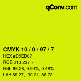 Color code: CMYK 10 / 0 / 97 / 7 | qconv.com