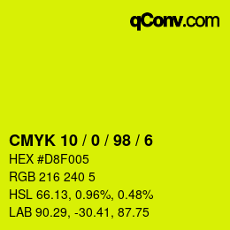 Color code: CMYK 10 / 0 / 98 / 6 | qconv.com