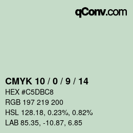 颜色代码: CMYK 10 / 0 / 9 / 14 | qconv.com
