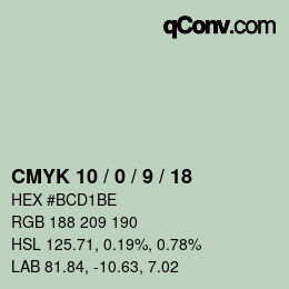 カラーコード: CMYK 10 / 0 / 9 / 18 | qconv.com