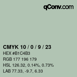 颜色代码: CMYK 10 / 0 / 9 / 23 | qconv.com