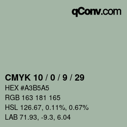 Color code: CMYK 10 / 0 / 9 / 29 | qconv.com