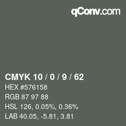 Color code: CMYK 10 / 0 / 9 / 62 | qconv.com