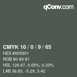 Color code: CMYK 10 / 0 / 9 / 65 | qconv.com