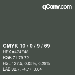 Color code: CMYK 10 / 0 / 9 / 69 | qconv.com