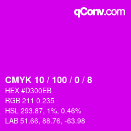 Farbcode: CMYK 10 / 100 / 0 / 8 | qconv.com