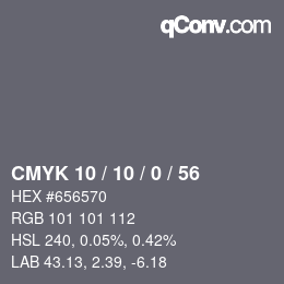カラーコード: CMYK 10 / 10 / 0 / 56 | qconv.com