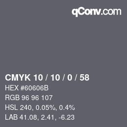 Color code: CMYK 10 / 10 / 0 / 58 | qconv.com