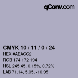 颜色代码: CMYK 10 / 11 / 0 / 24 | qconv.com
