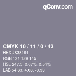 Color code: CMYK 10 / 11 / 0 / 43 | qconv.com