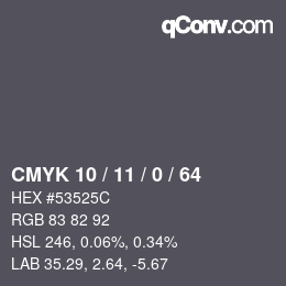 颜色代码: CMYK 10 / 11 / 0 / 64 | qconv.com