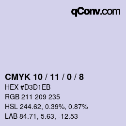 カラーコード: CMYK 10 / 11 / 0 / 8 | qconv.com