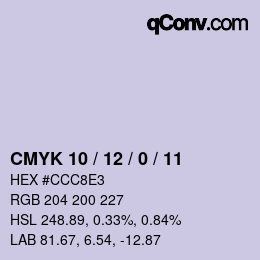 カラーコード: CMYK 10 / 12 / 0 / 11 | qconv.com