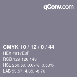 Color code: CMYK 10 / 12 / 0 / 44 | qconv.com