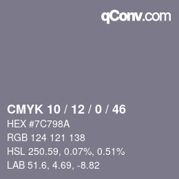 Color code: CMYK 10 / 12 / 0 / 46 | qconv.com