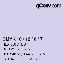 カラーコード: CMYK 10 / 12 / 0 / 7 | qconv.com