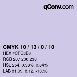 カラーコード: CMYK 10 / 13 / 0 / 10 | qconv.com
