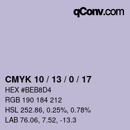 颜色代码: CMYK 10 / 13 / 0 / 17 | qconv.com