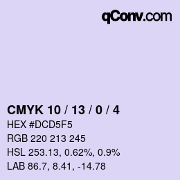 カラーコード: CMYK 10 / 13 / 0 / 4 | qconv.com