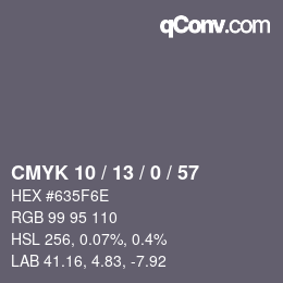 Farbcode: CMYK 10 / 13 / 0 / 57 | qconv.com