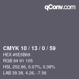 Color code: CMYK 10 / 13 / 0 / 59 | qconv.com