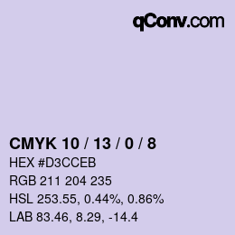 颜色代码: CMYK 10 / 13 / 0 / 8 | qconv.com