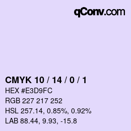 颜色代码: CMYK 10 / 14 / 0 / 1 | qconv.com