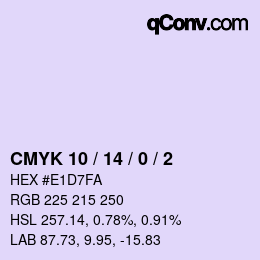 カラーコード: CMYK 10 / 14 / 0 / 2 | qconv.com