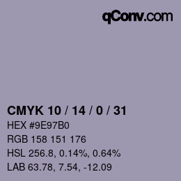 颜色代码: CMYK 10 / 14 / 0 / 31 | qconv.com