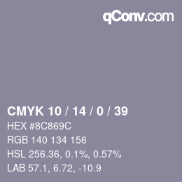 Color code: CMYK 10 / 14 / 0 / 39 | qconv.com