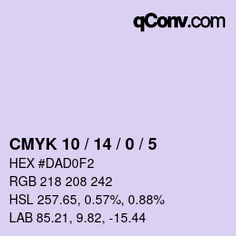 カラーコード: CMYK 10 / 14 / 0 / 5 | qconv.com