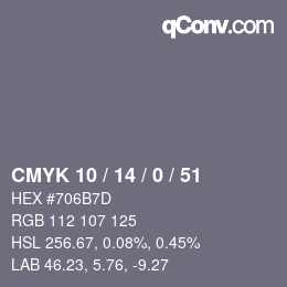 Color code: CMYK 10 / 14 / 0 / 51 | qconv.com