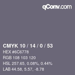 Color code: CMYK 10 / 14 / 0 / 53 | qconv.com