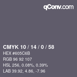 Color code: CMYK 10 / 14 / 0 / 58 | qconv.com