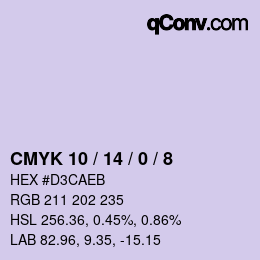 カラーコード: CMYK 10 / 14 / 0 / 8 | qconv.com
