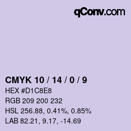カラーコード: CMYK 10 / 14 / 0 / 9 | qconv.com