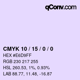 カラーコード: CMYK 10 / 15 / 0 / 0 | qconv.com