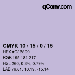 カラーコード: CMYK 10 / 15 / 0 / 15 | qconv.com