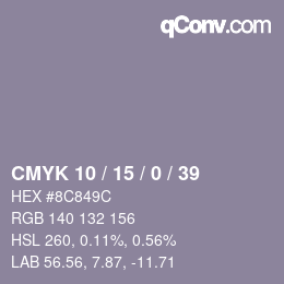 Farbcode: CMYK 10 / 15 / 0 / 39 | qconv.com